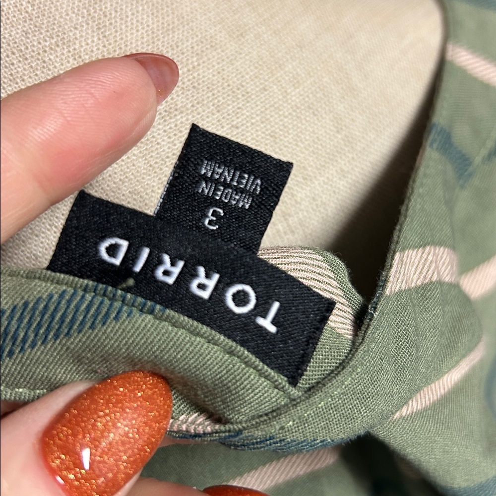 Torrid 3 Drawstring Green‎ Striped Dress - Picture 4 of 4